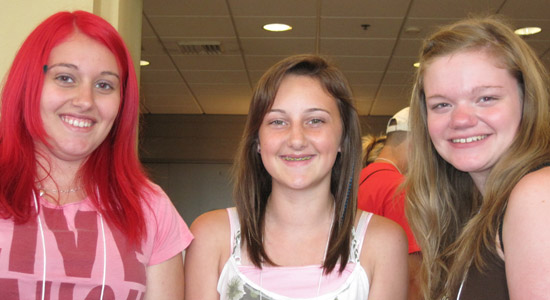 Three girls with different hairstyles