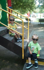 Boys in sunglasses at park