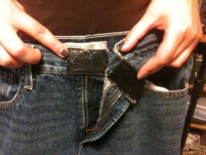 velcro jeans for person with hemiplegia