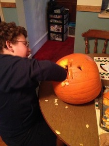 Pumpkin Carving Pediatric Stroke Survivor Nick